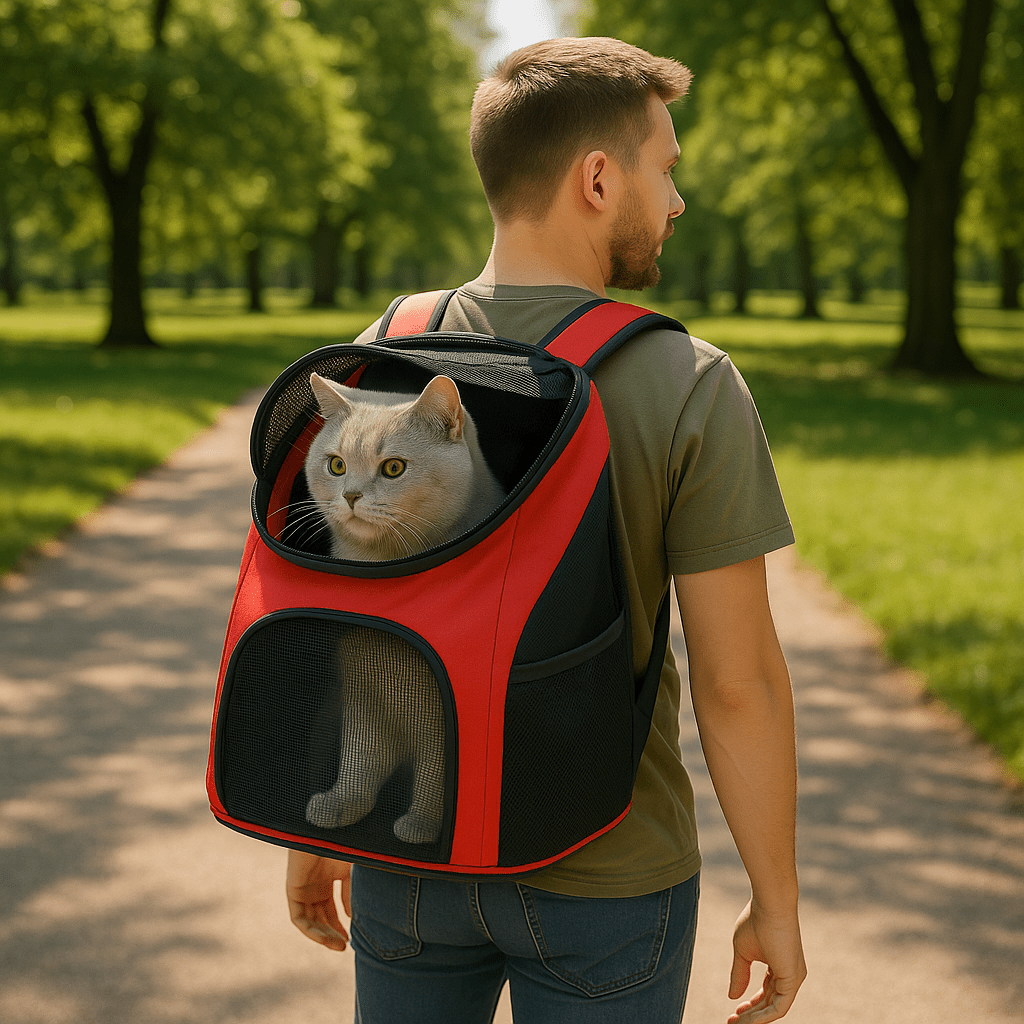 Ademend kattenrugzak met verstelbare schouderbanden - Lichtgewicht en multifunctioneel - Hebbr