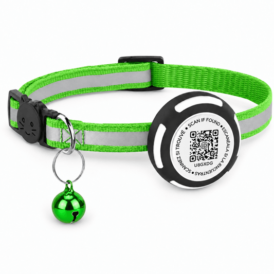 Aero Kattenhalsband | Reflecterend met AirTag Houder en QR-code Veiligheid - Hebbr