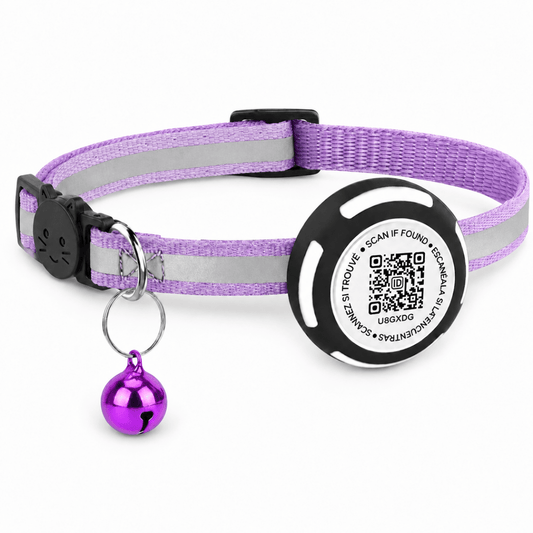 Aero Kattenhalsband | Reflecterend met AirTag Houder en QR-code Veiligheid - Hebbr