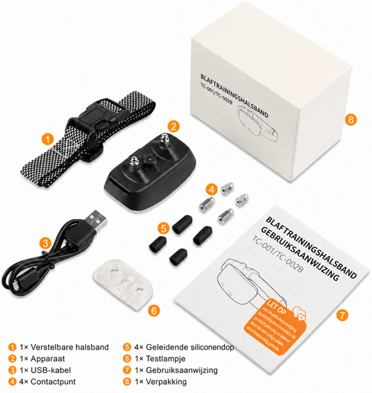 Antiblafhalsband | Slimme Vibratie, Waterdicht, USB Oplaadbaar - Hebbr