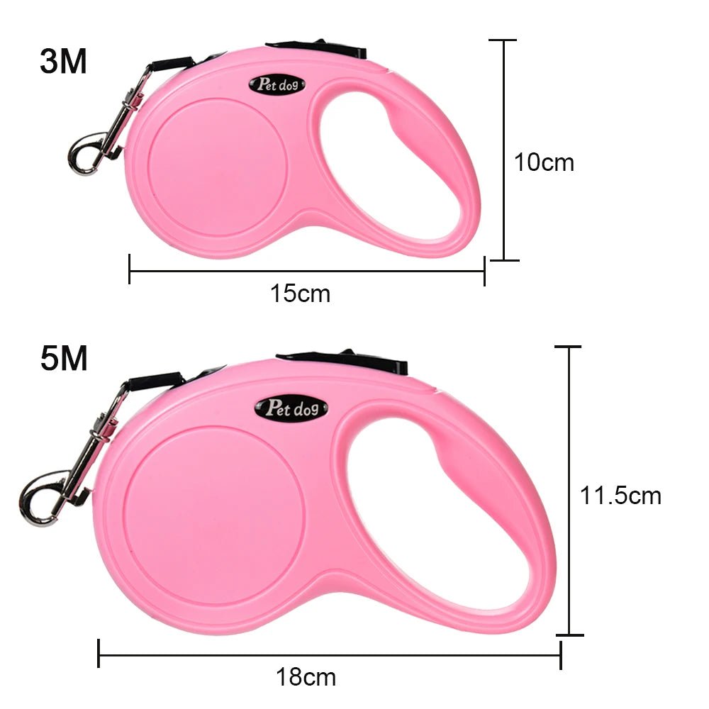 Automatische Flexi Hondenriem, Verstelbaar van Nylon, 3m en 5m, Geschikt voor Kleine en Middelgrote Honden - Hebbr