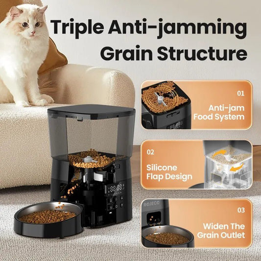 Automatische Voerautomaat voor Katten en Honden met Slimme Bediening - Tot 4 Maaltijden per Dag - Hebbr