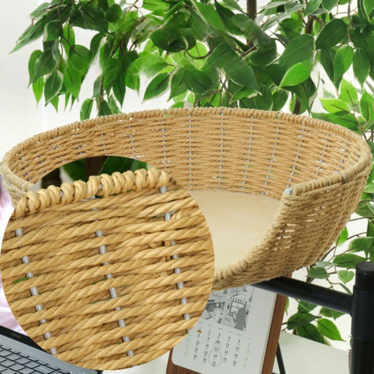 Bureau Kattenmand voor Katten tot 8 kg – Compact, Pluche en Verstelbaar - Hebbr