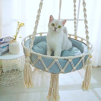 Comfortabele Hangmand voor Katten – Katoen, Lichtblauw Kussen, Verstelbaar 30 - 50 cm - Hebbr