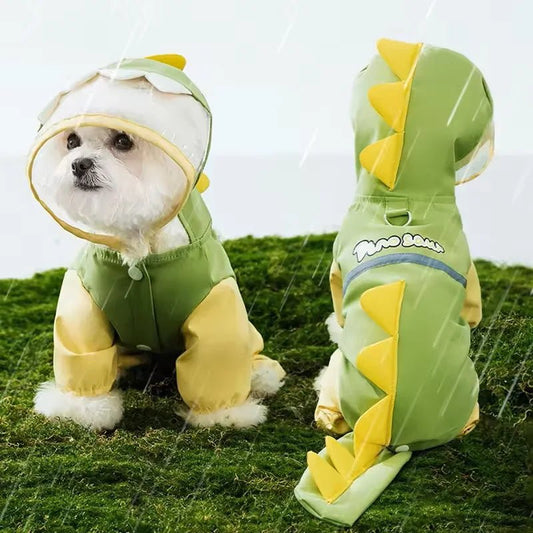DinoHond Hondenjas | Waterdichte Regenjas Voor Grote Honden Met Dinosaurusstaart - Hebbr