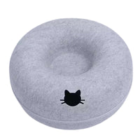 Donut kattenbed van vilt met ademgat - 2 - in - 1 tunnel voor katten en interactieve speeltjes - Hebbr
