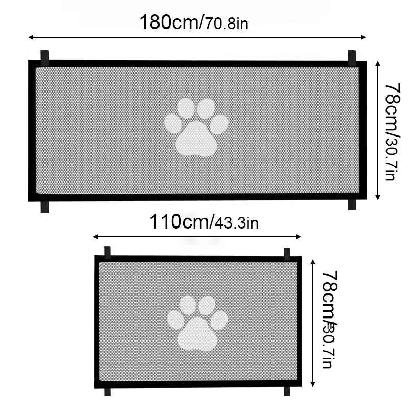 Draagbaar Opvouwbaar Hondenhek van Duurzaam Nylon Mesh - Veiligheidshek voor Honden en Katten, Maat S/L - Hebbr