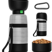 Draagbare Hondenwaterfles met Voedselcontainer en Opvouwbare Kom - 650ml Lichtgewicht en Lekvrij - Hebbr