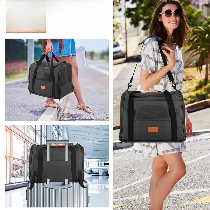 Draagbare Schoudertas Voor Huisdieren - Ademend Polyester, Opvouwbaar, Verstelbare Schouderriem, Geschikt Voor Katten Tot 5 Kg - Hebbr