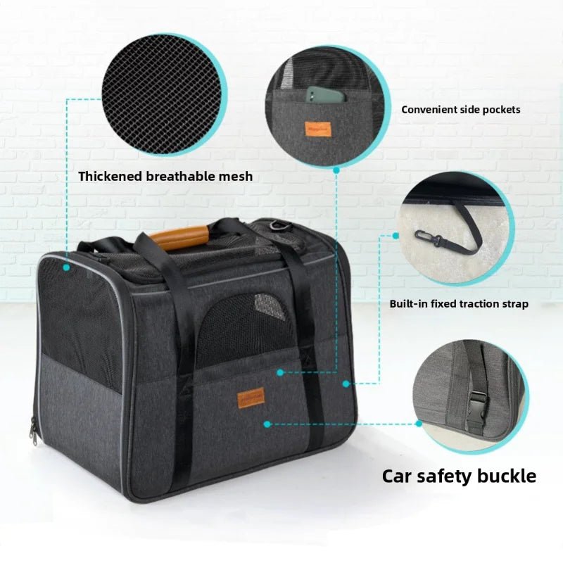 Draagbare Schoudertas Voor Huisdieren - Ademend Polyester, Opvouwbaar, Verstelbare Schouderriem, Geschikt Voor Katten Tot 5 Kg - Hebbr