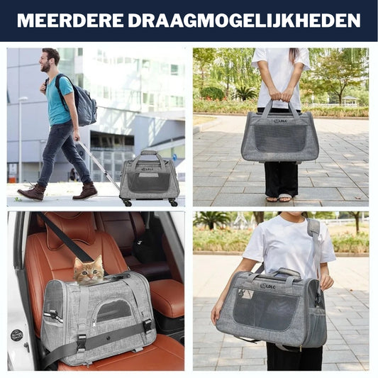 Draagbare Trolley voor Huisdieren - Lichtgewicht, Waterdicht & Ademend Gaas - Hebbr