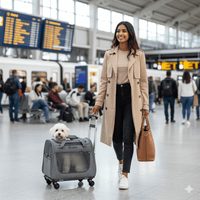Draagbare Trolley voor Huisdieren - Lichtgewicht, Waterdicht & Ademend Gaas - Hebbr
