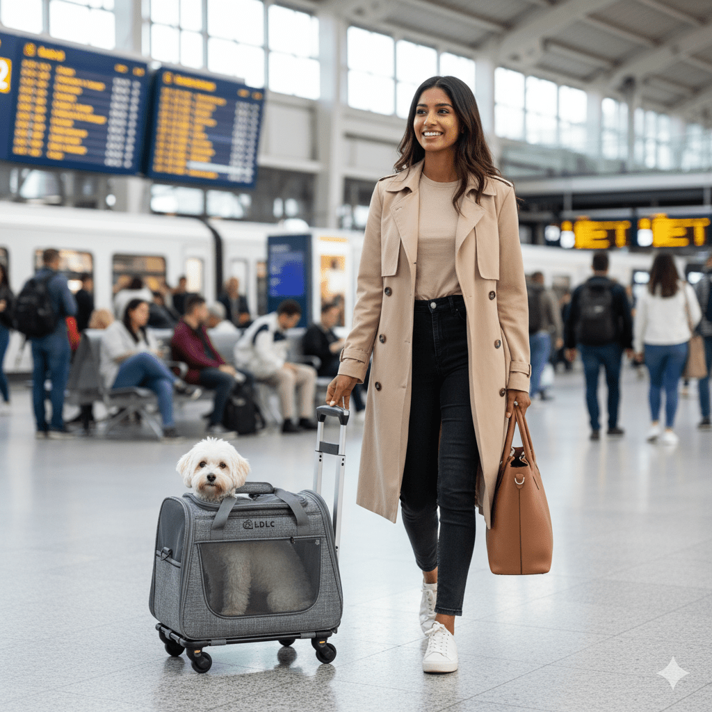 Draagbare Trolley voor Huisdieren - Lichtgewicht, Waterdicht & Ademend Gaas - Hebbr