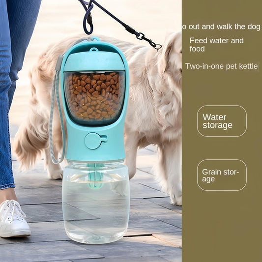 Draagbare Waterfles voor Honden - Lekvrij, Eénhandige Bediening, Geïntegreerde Waterkom - Hebbr