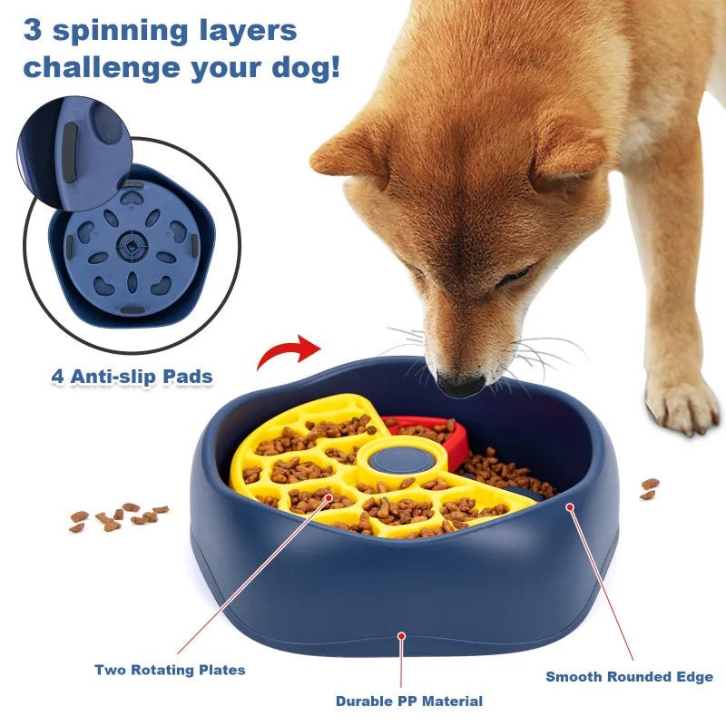 Drie - laags Voerbak voor Honden en Katten - Antiknik Ontwerp, BPA - vrij en Vaatwasmachinebestendig - Hebbr