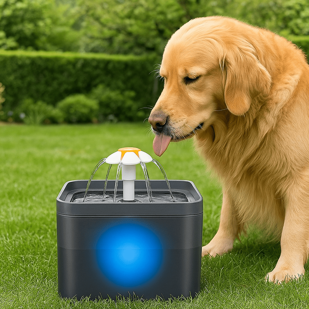 Drinkfontein voor katten en honden - 2L met LED - verlichting en 4 - laags filtersysteem - Hebbr