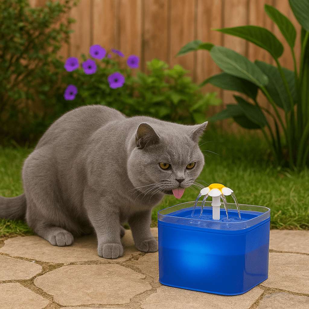 Drinkfontein voor katten en honden - 2L met LED - verlichting en 4 - laags filtersysteem - Hebbr