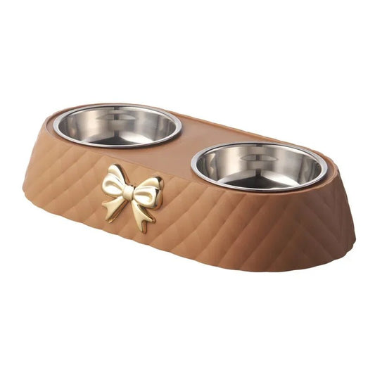 Dubbele Voerbak Hond en Kat met Anti - Slip en Strikdesign - Voedsel - en Drinkbakken voor Huisdieren - Hebbr