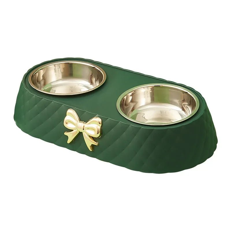 Dubbele Voerbak Hond en Kat met Anti - Slip en Strikdesign - Voedsel - en Drinkbakken voor Huisdieren - Hebbr