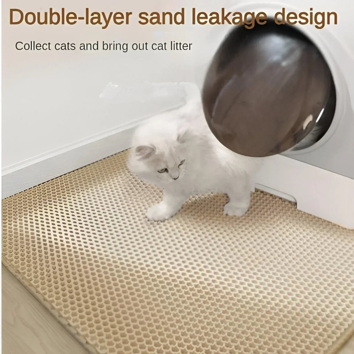 Dubbelzijdige Kattenbakmat, Antislip en Waterdicht - Geschikt voor Alle Kattenbakvullingen - Hebbr