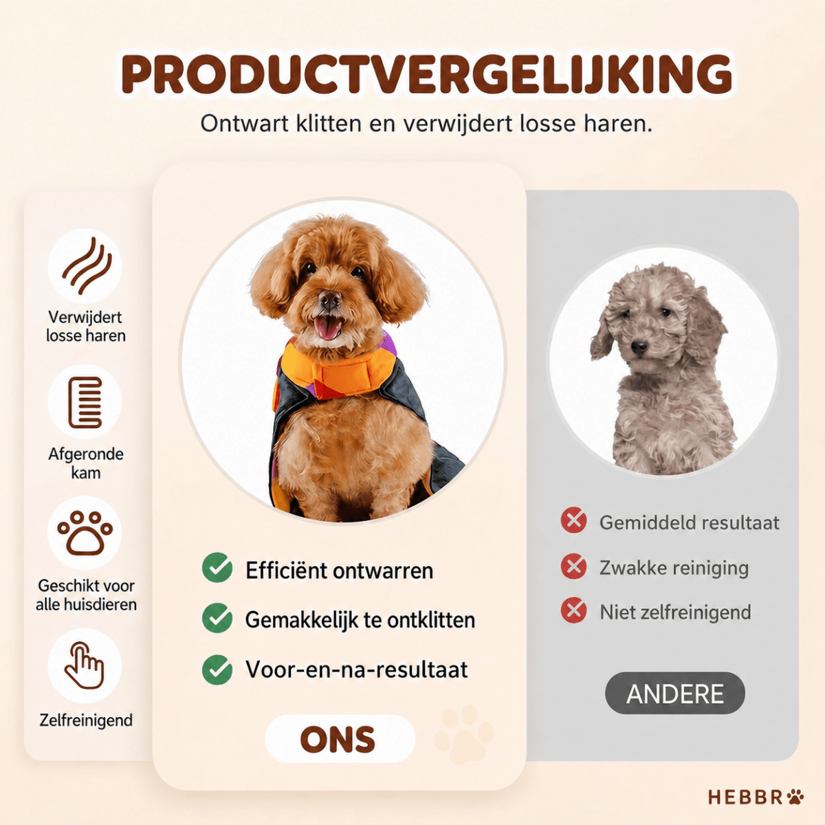 Ergonomische Hondenborstel - Hebbr