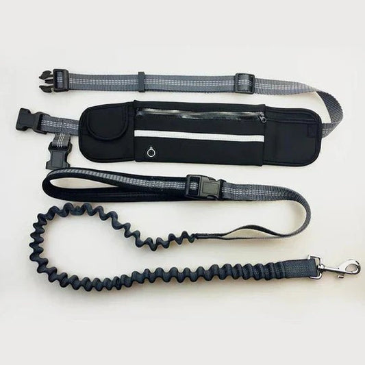 Ergonomische Hondenriem met Verstelbare Heupgordel en Elastische Demper voor Joggen en Wandelen - Hebbr