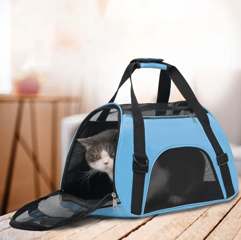 Faltbare Draagtas voor Huisdieren - Ademend Mesh, Ruimtebesparend, Verstelbare Schoudergordel, Grijs - Hebbr