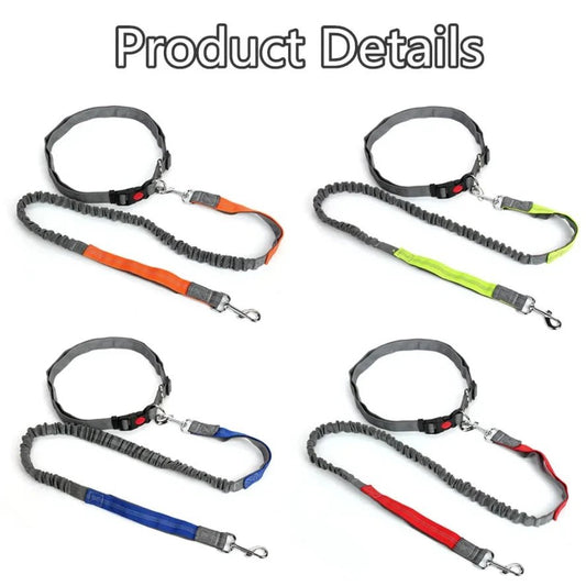 Flexi Hondenriem 70 - 128 cm Nylon – Handvrij Joggen Fietsen Grijs Oranje - Hebbr