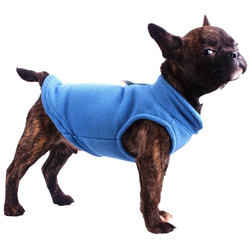 Franse Bulldog Vest L Fleece – Warm en Comfortabel voor Kleine Honden Blauw - Hebbr