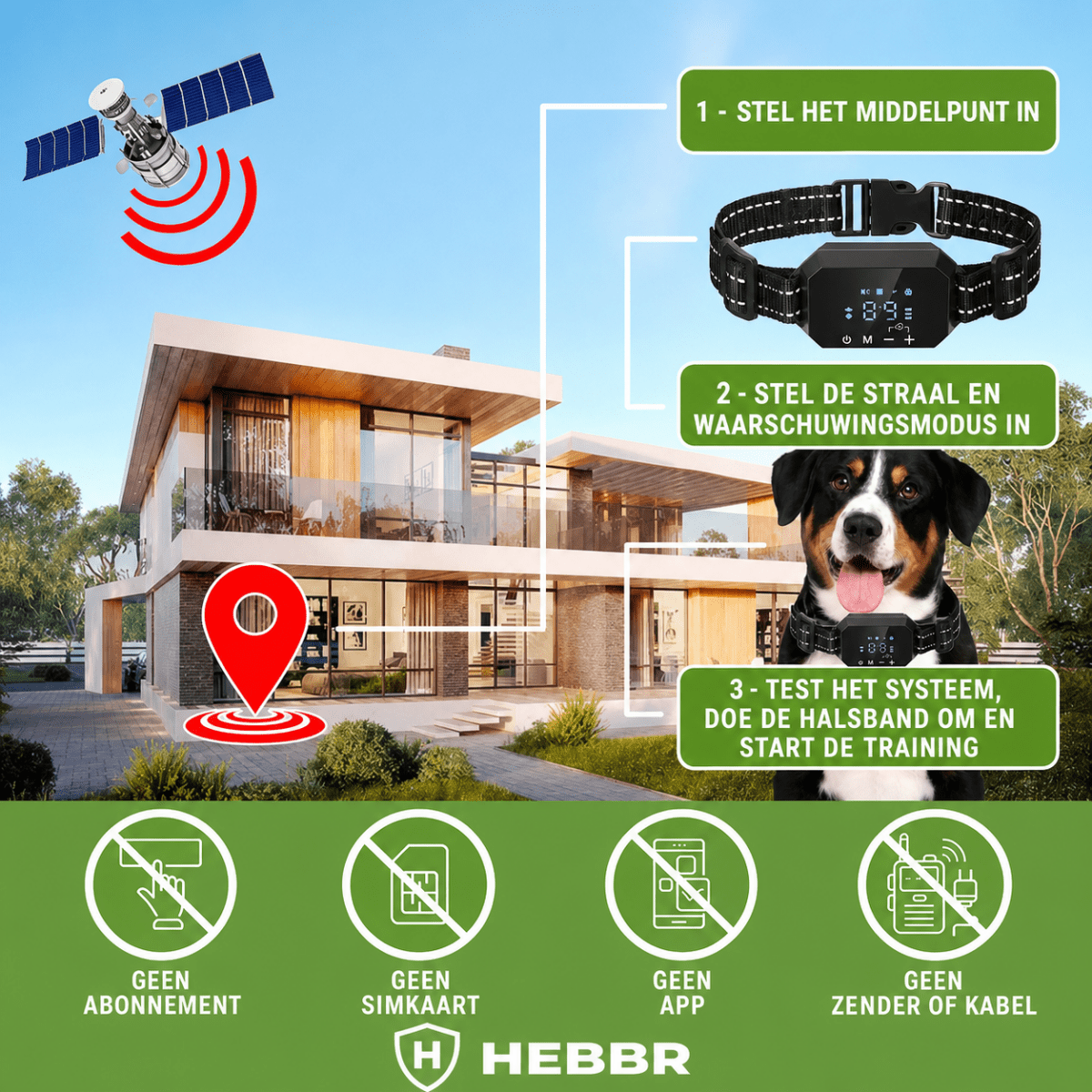 GPS Halsband Waterdicht - Hebbr