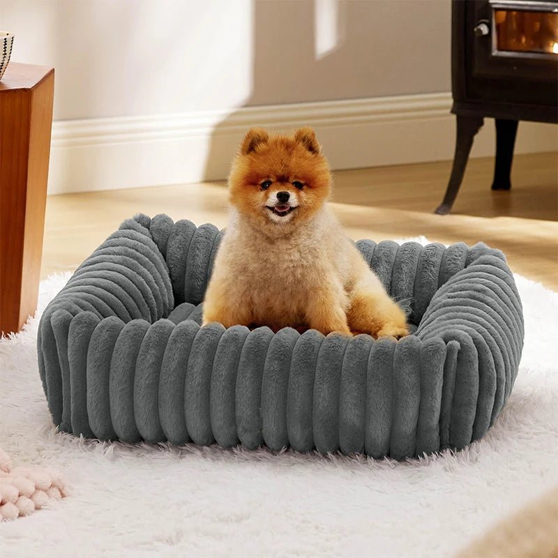 Grote Pluche Hondenbed met Verhoogde Randen, Wasbaar en Antislip - Geschikt voor Middelgrote en Grote Honden - Hebbr