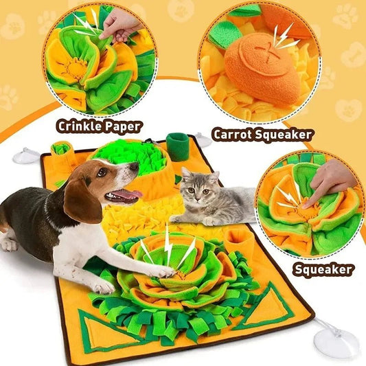 Grote Snuffelmat voor Honden - Interactieve Trainingsmat voor Stressverlichting en Langzaam Voeden, 80x60 cm - Hebbr
