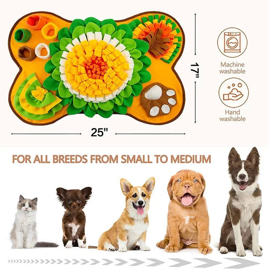 Grote Snuffelmat voor Honden - Interactieve Trainingsmat voor Stressverlichting en Langzaam Voeden, 80x60 cm - Hebbr