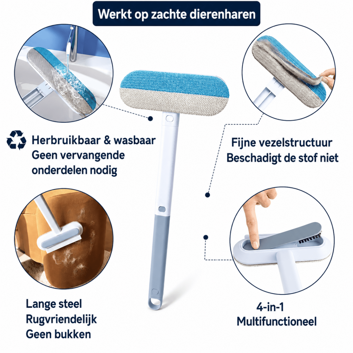 Haarverwijderaar | Herbruikbare Fleece Borstel voor Meubels en Kleding - Hebbr