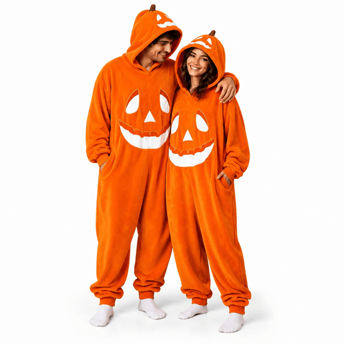 Hallowenzo Jumpsuit | Zacht Fluweel met Pompoenprint voor Feestelijke Gelegenheden - Hebbr
