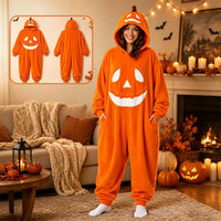 Hallowenzo Jumpsuit | Zacht Fluweel met Pompoenprint voor Feestelijke Gelegenheden - Hebbr