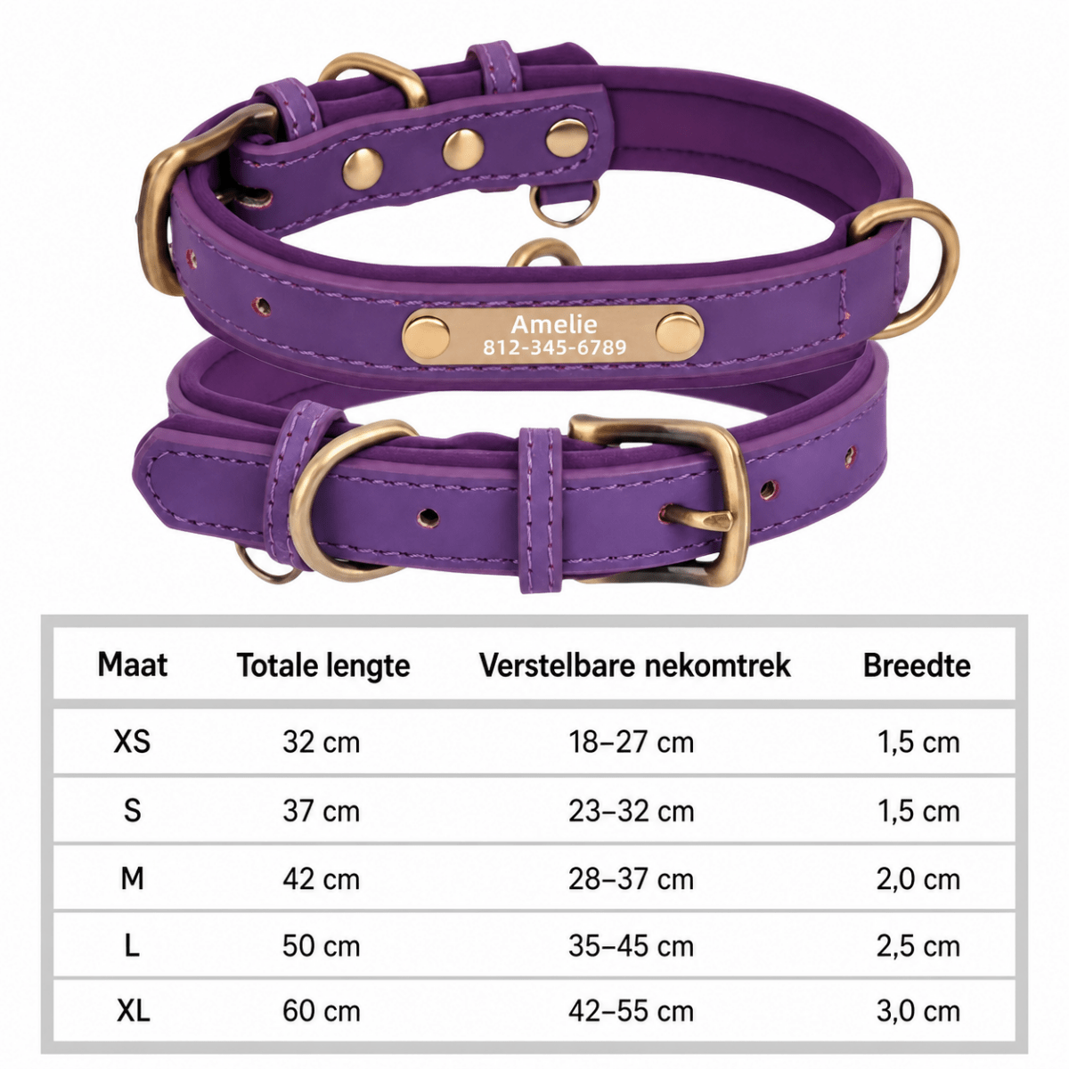 Halsband Hond Leer Verstelbaar met Naamplaatje – Comfortabel en Stijlvol Groen - Hebbr
