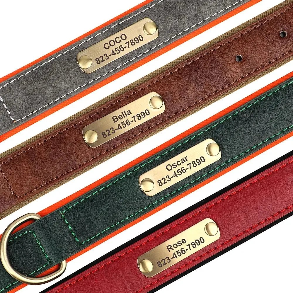 Halsband Hond Leer Verstelbaar met Naamplaatje – Comfortabel en Stijlvol Groen - Hebbr