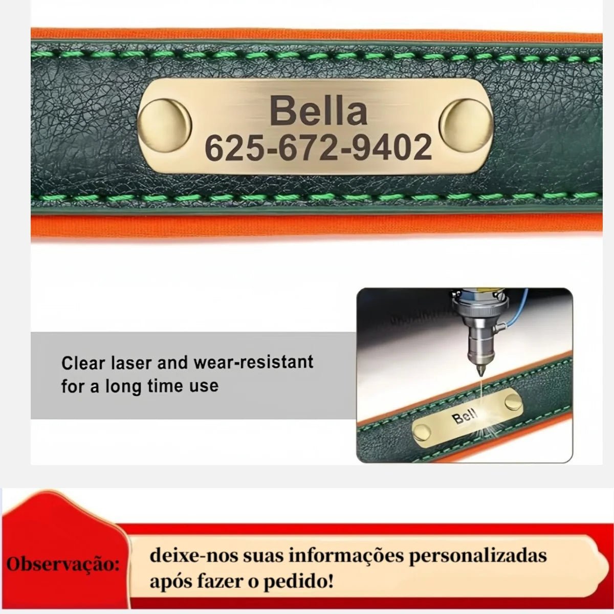 Halsband Hond Leer Verstelbaar met Naamplaatje – Comfortabel en Stijlvol Groen - Hebbr