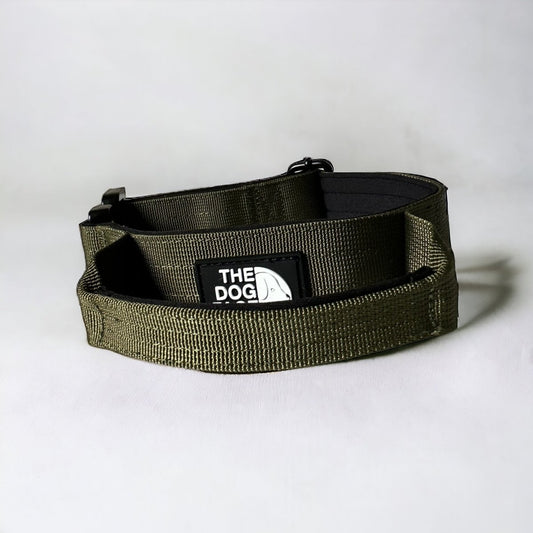 Halsband Hond Tactisch Nylon – Duurzaam, Robuuste Snelsluiting Olijfgroen - Hebbr