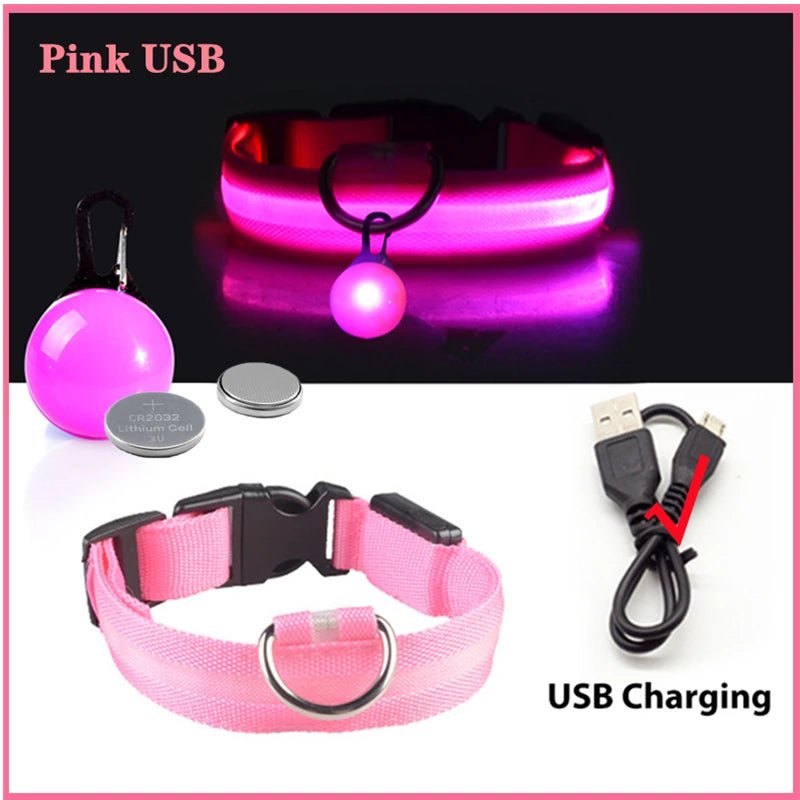 Halsband voor Honden en Katten met LED Licht – USB Oplaadbaar Waterdicht 28–60 cm - Hebbr