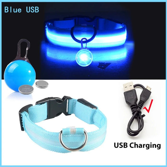 Halsband voor Honden en Katten met LED Licht – USB Oplaadbaar Waterdicht 28–60 cm - Hebbr