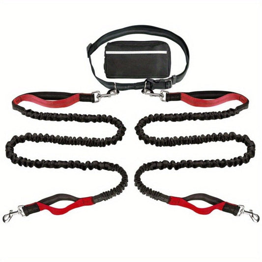 Handsfree Hondenriem Set - Reflecterend, Schokabsorberend en Duurzaam voor Middelgrote Honden - Hebbr