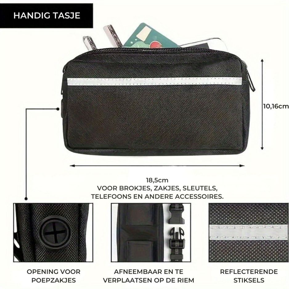 Handsfree Hondenriem Set - Reflecterend, Schokabsorberend en Duurzaam voor Middelgrote Honden - Hebbr