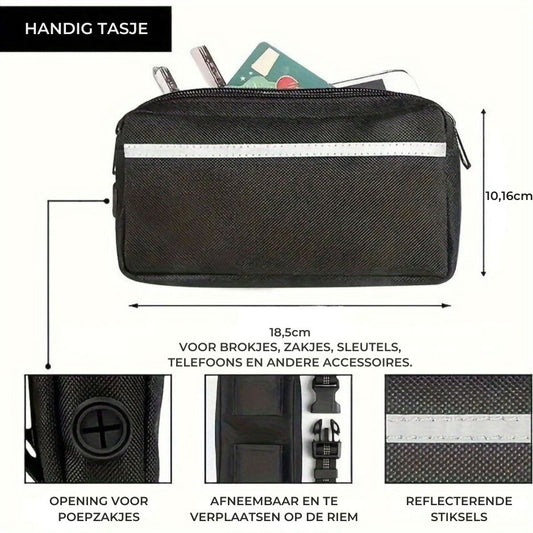 Handsfree Hondenriem Set - Reflecterend, Schokabsorberend en Duurzaam voor Middelgrote Honden - Hebbr