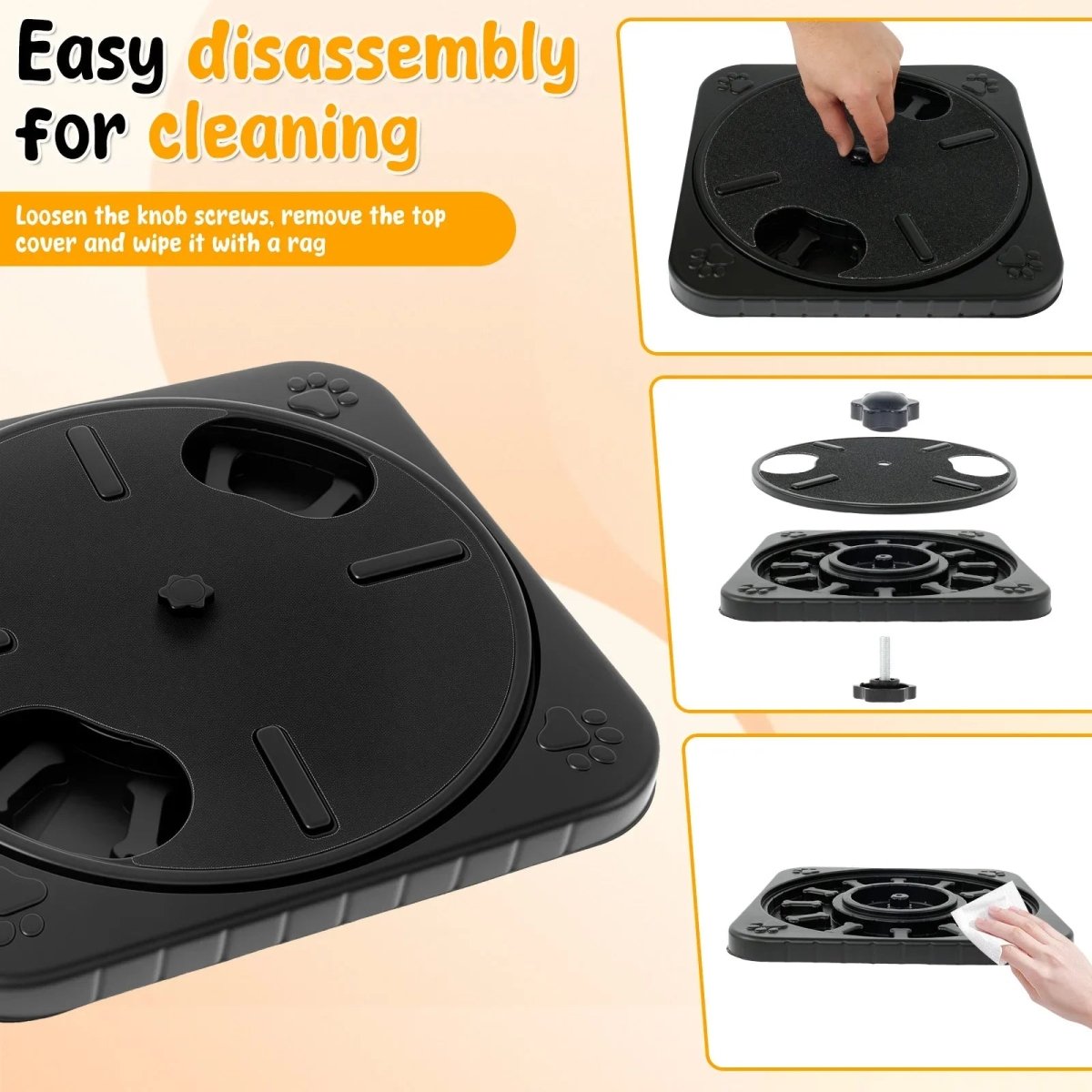 Hond Draaibare Nagelvijl 32×32 cm Kunststof – Interactieve Krabplank met Voeropslag - Hebbr