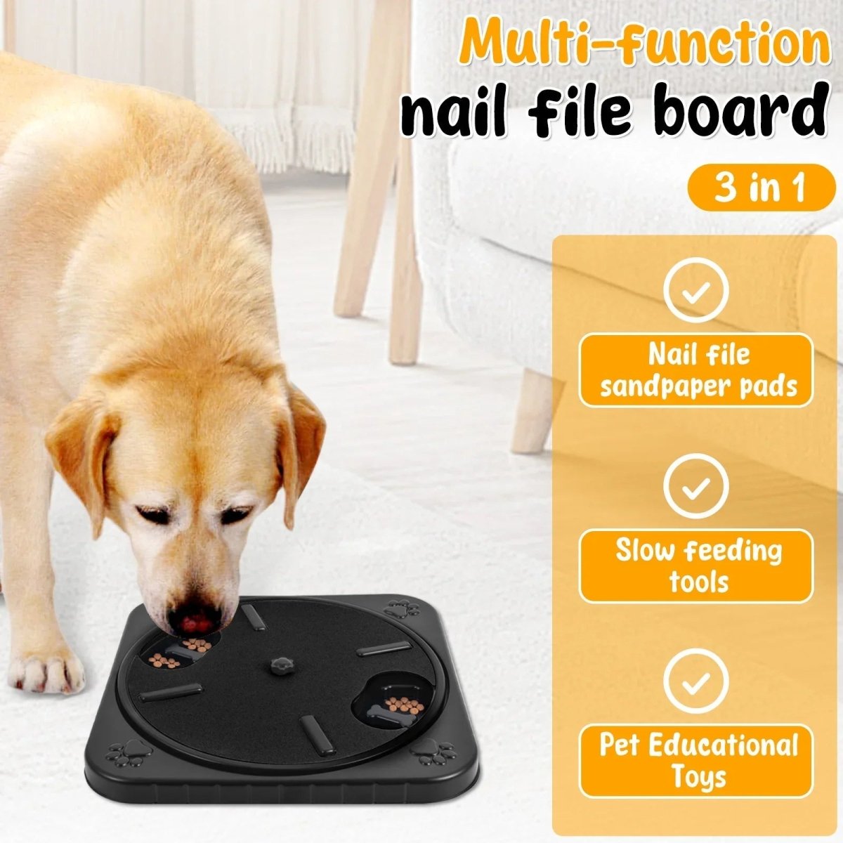 Hond Draaibare Nagelvijl 32×32 cm Kunststof – Interactieve Krabplank met Voeropslag - Hebbr