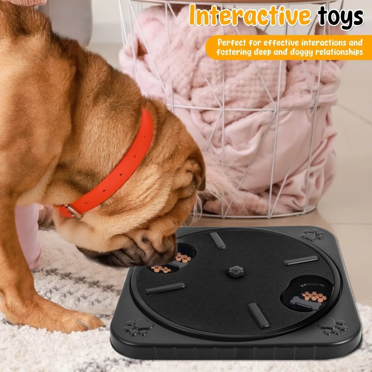 Hond Draaibare Nagelvijl 32×32 cm Kunststof – Interactieve Krabplank met Voeropslag - Hebbr