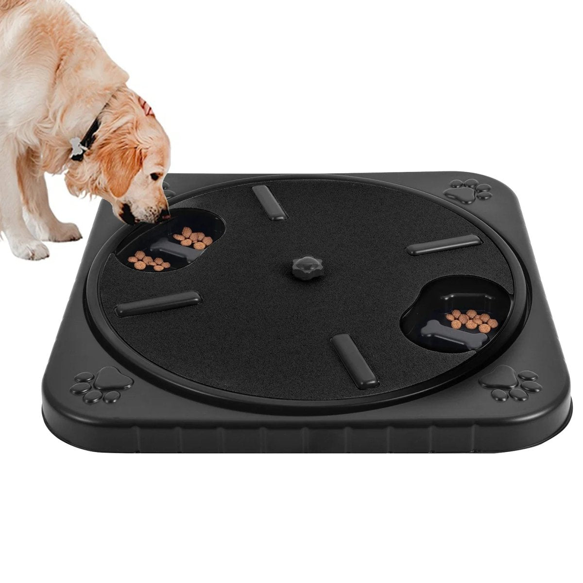 Hond Draaibare Nagelvijl 32×32 cm Kunststof – Interactieve Krabplank met Voeropslag - Hebbr