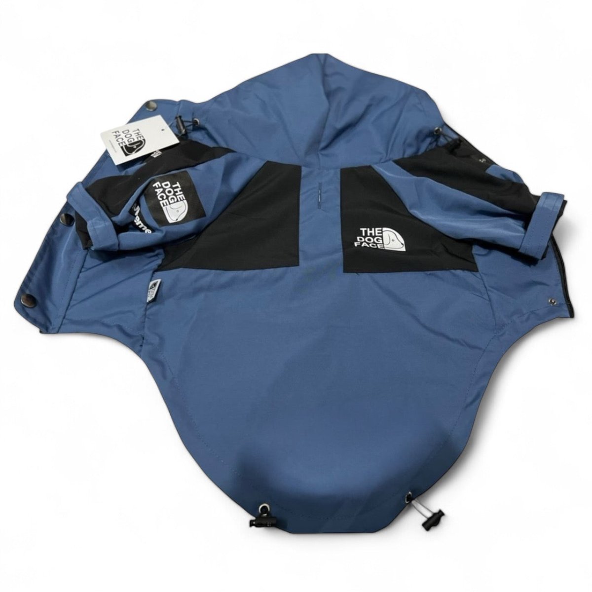 Hond Dubbellaags Jack 26×76 cm – Waterdicht met Capuchon Blauw - Hebbr